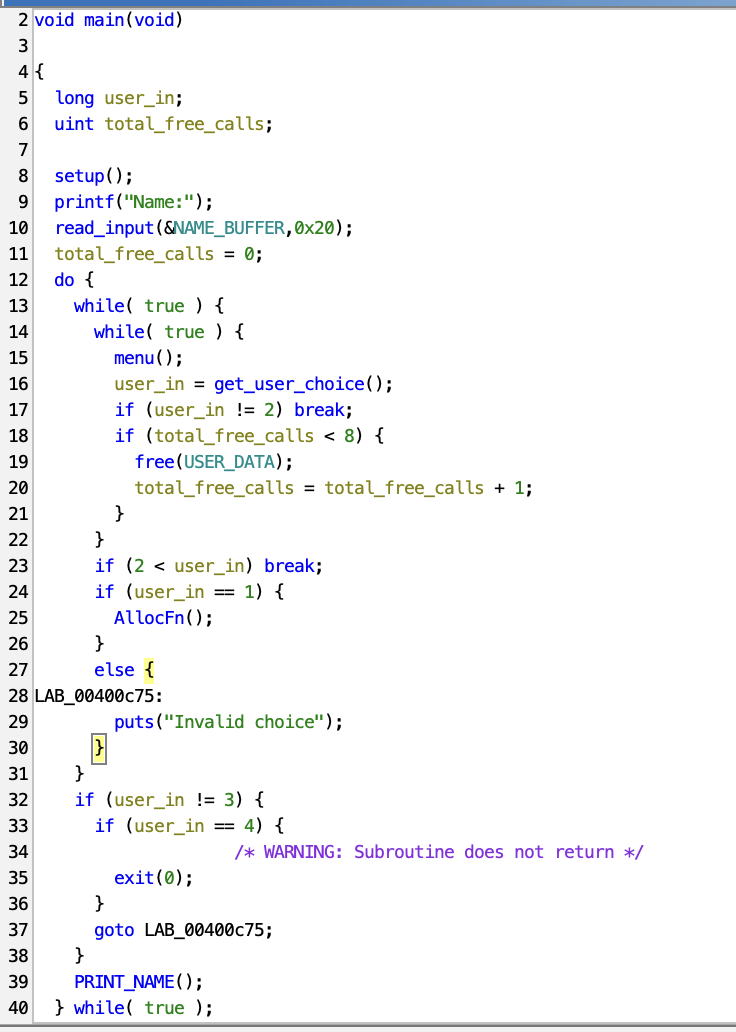 decompiled code in ghidra